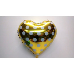 Globo corazón amarillo con lunares 45 cm