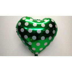 Globo corazón verde con lunares 45 cm