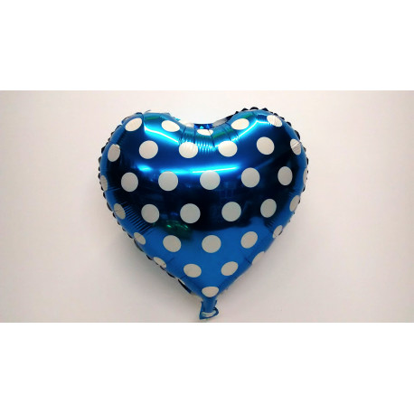 Globo corazón azul con lunares 45 cm