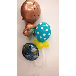 Bouquet: chupete, bebé y globo foil "Es Niño"