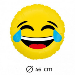 Globo emoticono risa con lágrimas, 45 cm