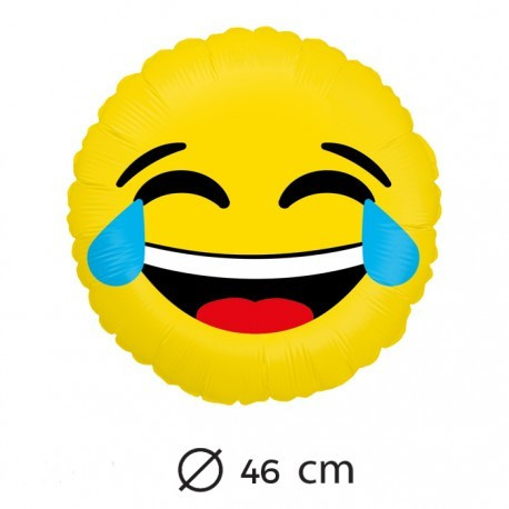 Globo emoticono risa con lágrimas, 45 cm