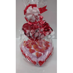 Tarta de gominolas pequeña forma de corazón más globo