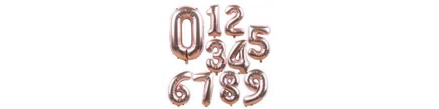 Globos  números en oro rosa