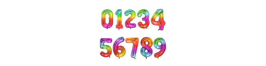 Globos con forma de número color MULTICOLOR de 97 cm